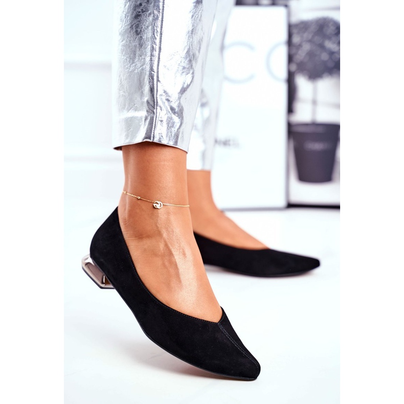 Bailarinas femininas Laura Messi Couro Preto 2149 1