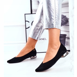 Bailarinas femininas Laura Messi Couro Preto 2149 2