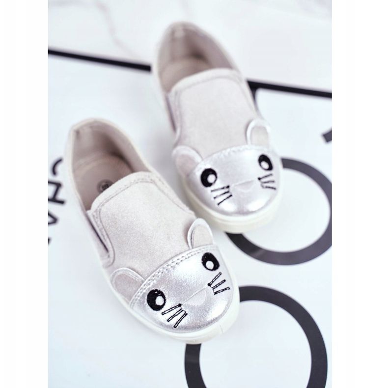 Sabana Tênis infantil slip-on com mouse cinza claro Candys 1