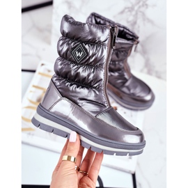 WEESTEP Botas de neve infantis aquecidas com lã cinza escuro 1