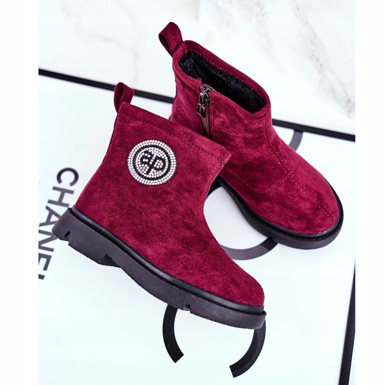 Apawwa Botas aquecidas infantis Burgundy Alvin vermelho 1