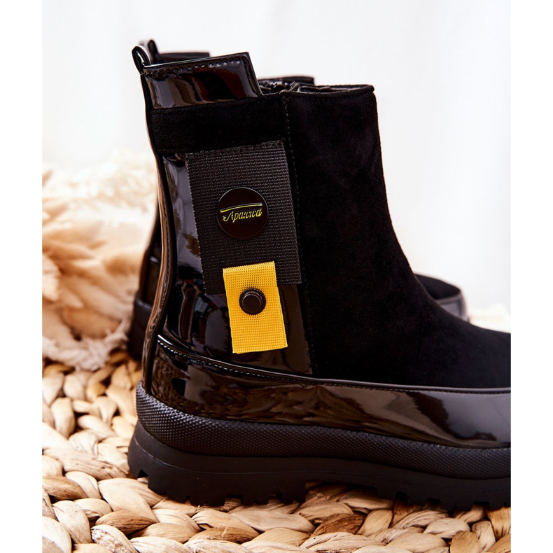 Apawwa Botas infantis lacadas de camurça preta My Lovely preto preto 1