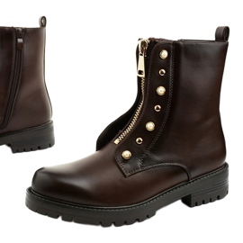 Botas de cano altas femininas marrons com zíper Isadora castanho 1