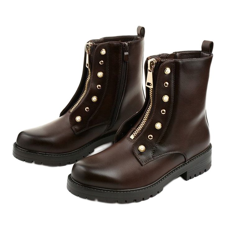 Botas de cano altas femininas marrons com zíper Isadora marrom 2