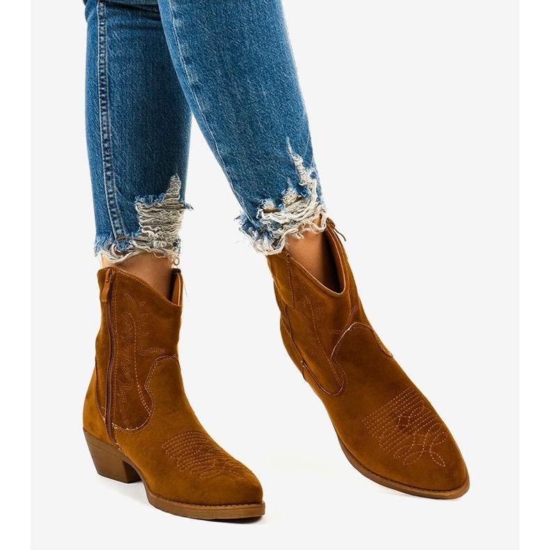 Botas altas de cowboy de camurça marrom Kainella castanho 1