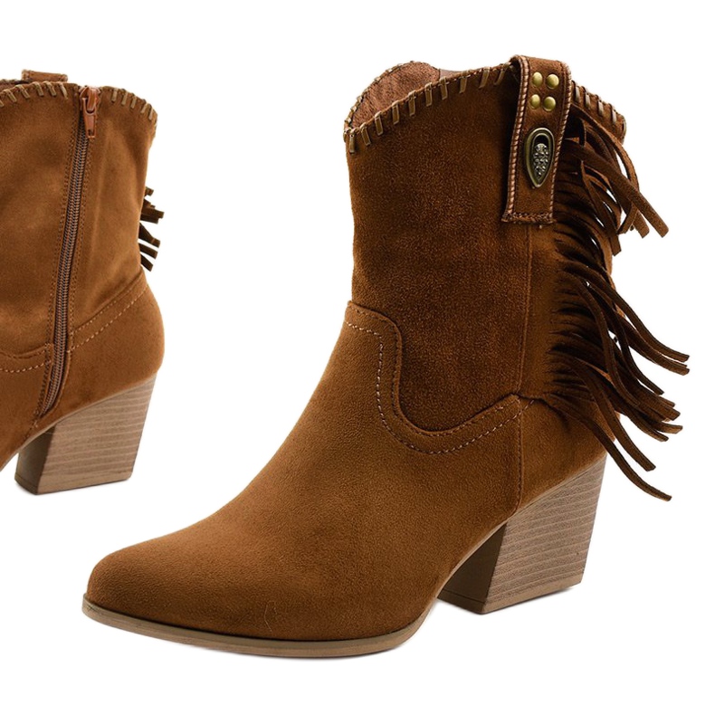 Botas de cowboy de camurça marrom da Lamimeila 1