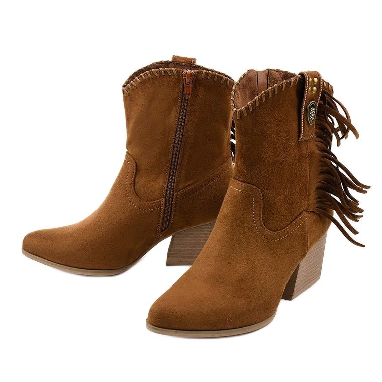 Botas de cowboy de camurça marrom da Lamimeila 2