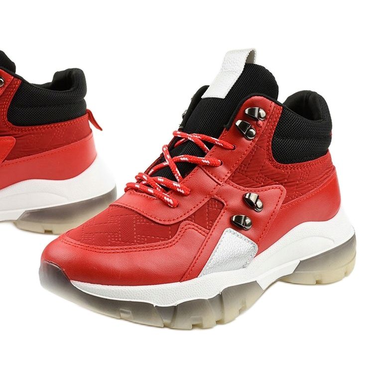 Tênis esportivos da moda vermelhos feitos de couro ecológico Donatella preto 1