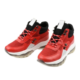 Tênis esportivos da moda vermelhos feitos de couro ecológico Donatella preto 2