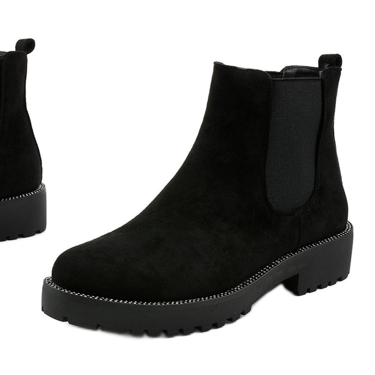 Botas rasas de camurça preta da Nahneva preto 1