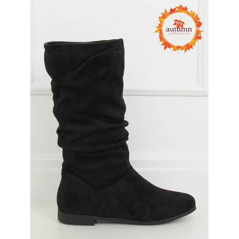 Botas pretas para mulheres de salto baixo J19-92 Preto 1