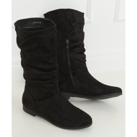 Botas pretas para mulheres de salto baixo J19-92 Preto 2