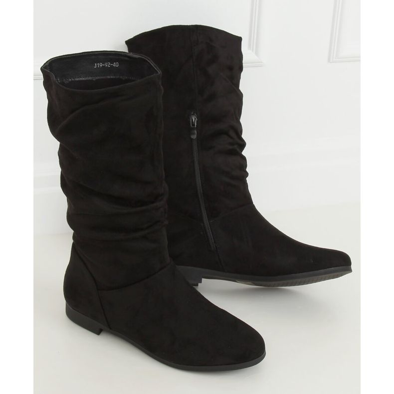 Botas pretas para mulheres de salto baixo J19-92 Preto 2