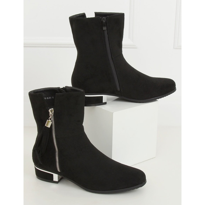 Botas pretas femininas de salto baixo HFN-2311 Preto 2