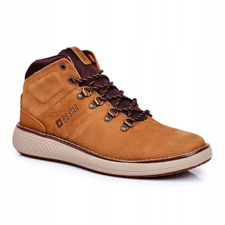 Botas Trekker de couro masculino Big Star Camel GG174491 marrom multicolorido 1