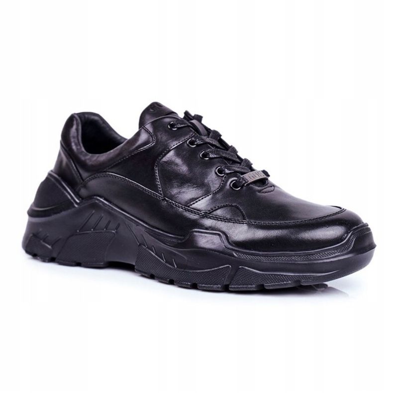 GOE Sapatos esportivos masculinos de couro preto GG1N3014 1