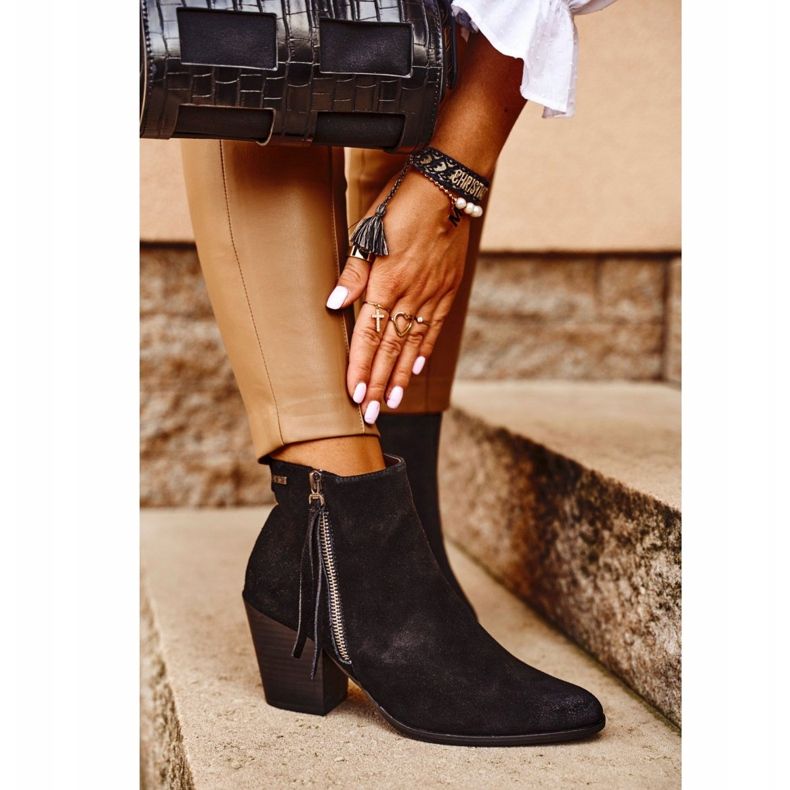 Botas femininas de salto alto, Big Star pretas GG274362 preto 2