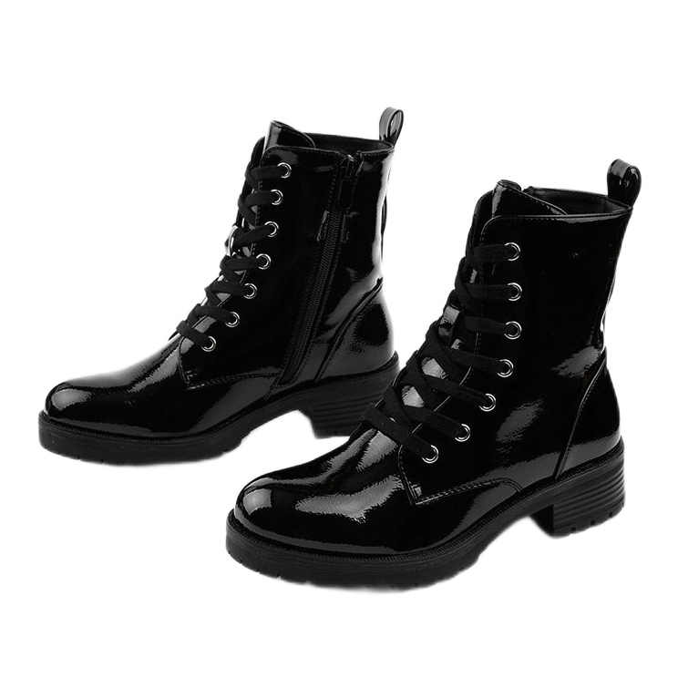 Botas laqueadas pretas da Slider preto 2