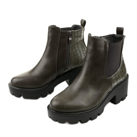 Estabelecido botas de cano baixo cinza em couro ecológico 2