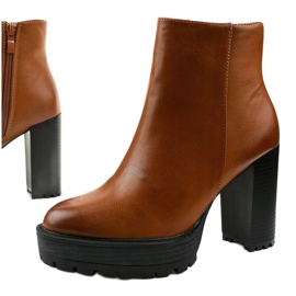 Botins marrons com zíper Winiesh castanho 2