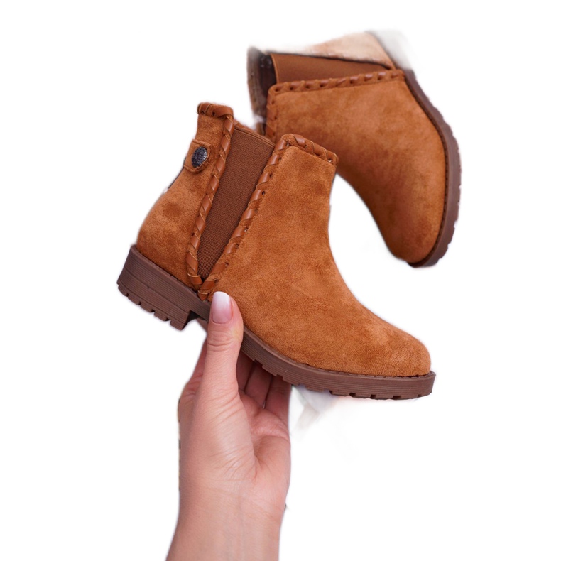 POPA Botas infantis de salto baixo Camel Sicarro castanho 1