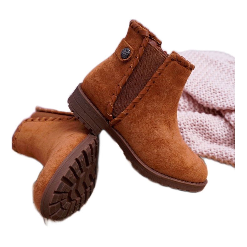 POPA Botas infantis de salto baixo Camel Sicarro castanho 4