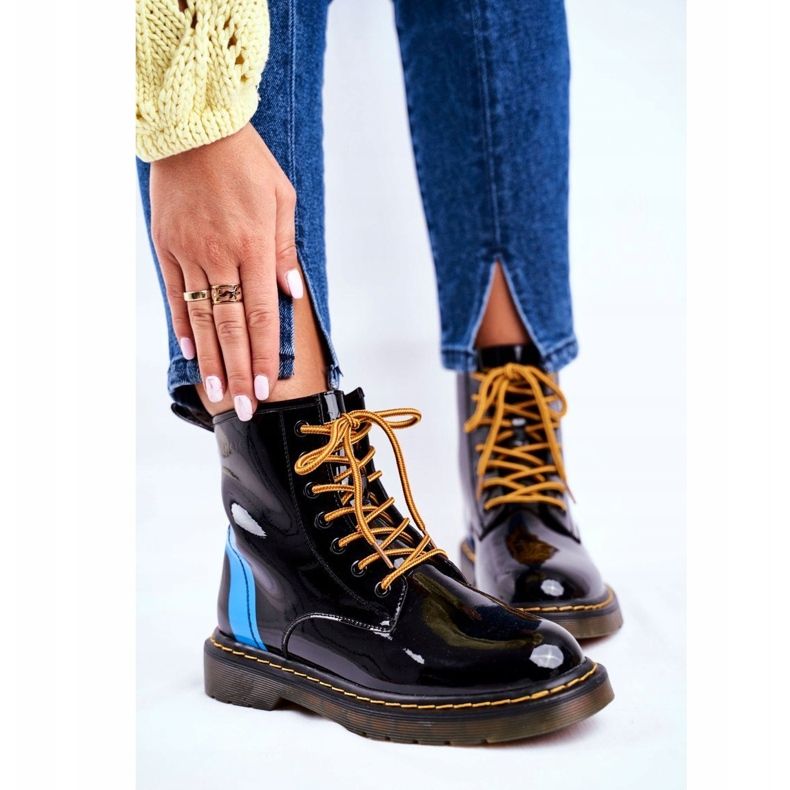 Caçadores de botas femininas Glany Goe Couro Preto GG2N3056 1