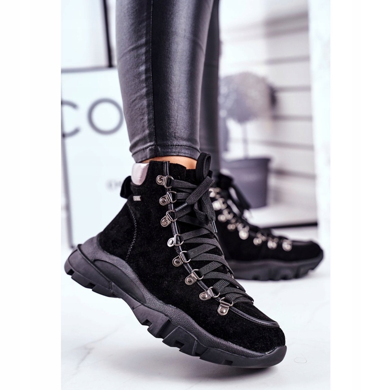 Sapatos de trekking feminino caçadores couro camurça Big Star GG274893 preto 1