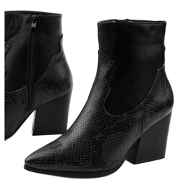 Botas pretas de cano baixo com Chay pontudo preto cinza 1