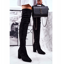 S.Barski Botas de salto feminino camurça preta Milwa preto 2