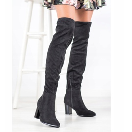 Botas de cano alto com salto decorativo VINCEZA preto 1
