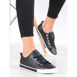 SHELOVET Tênis de couro ecológico preto 1