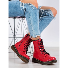 Botas de combate de couro com zíper MCKEY vermelho 1