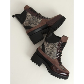Sapatos de sola alta NS067 Snake marrom 1