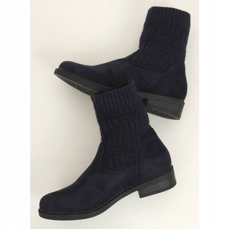 Botas com um sweater superior E2100 Navy azul marinho 2