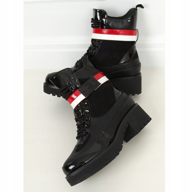 Botas femininas pretas com cordões NS086 pretas branco preto vermelho 2 Botas femininas pretas com cordões NS086 pretas branco preto vermelho 2