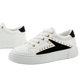 Tênis clássico branco com strass A88-69 preto 1
