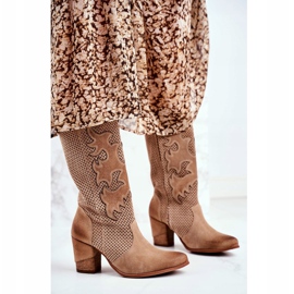 Exquisite Botins femininos com salto alto bege couro alecrim 2 Exquisite Botins femininos com salto alto bege couro alecrim 2