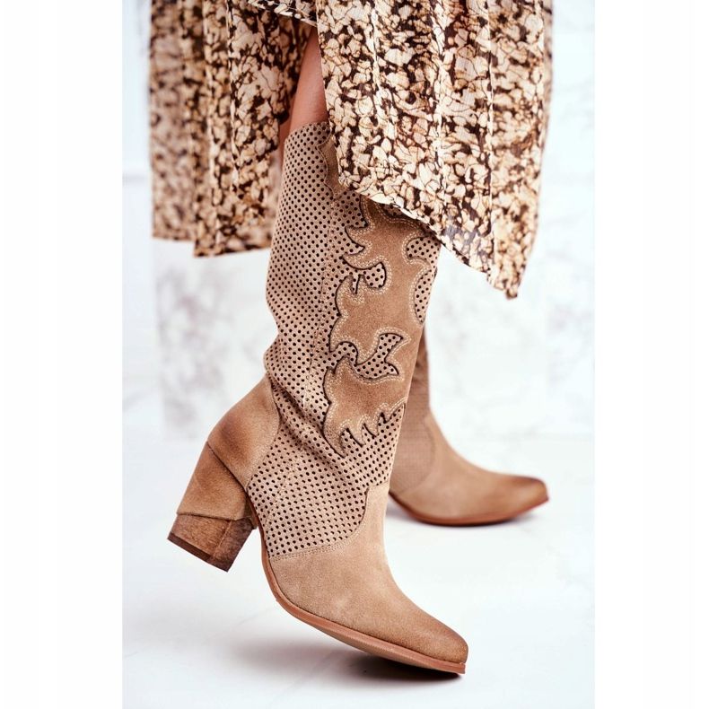 Exquisite Botins femininos com salto alto bege couro alecrim 1 Exquisite Botins femininos com salto alto bege couro alecrim 1