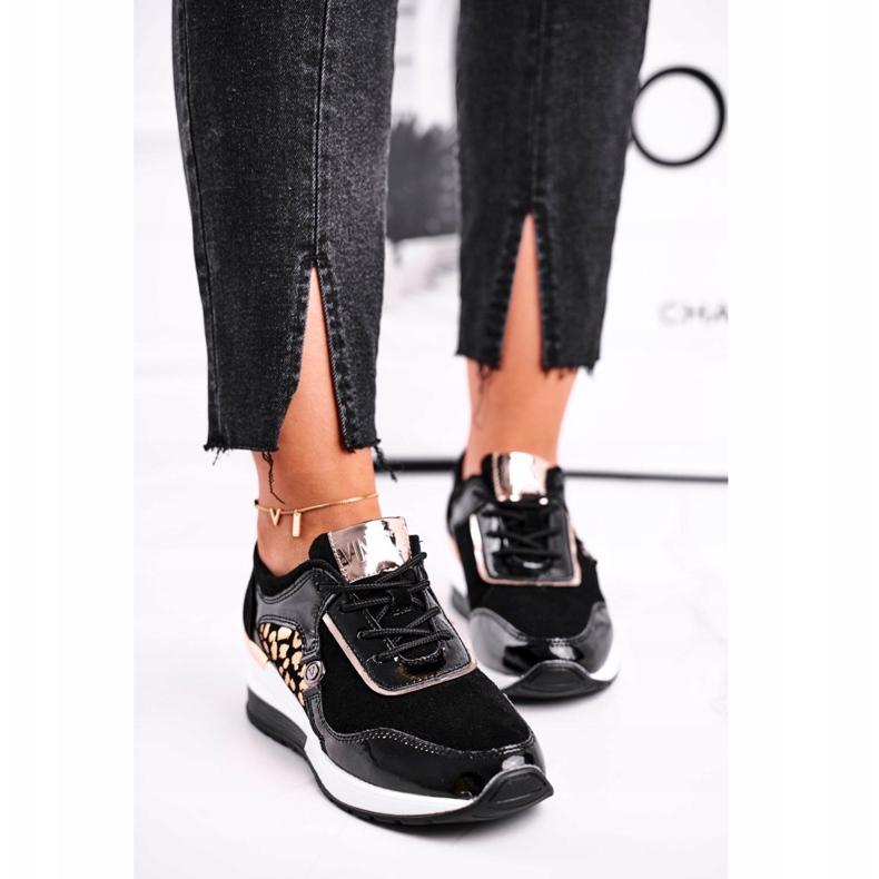 Vinceza Calçados esportivos femininos, tênis, couro preto 21-7778 2