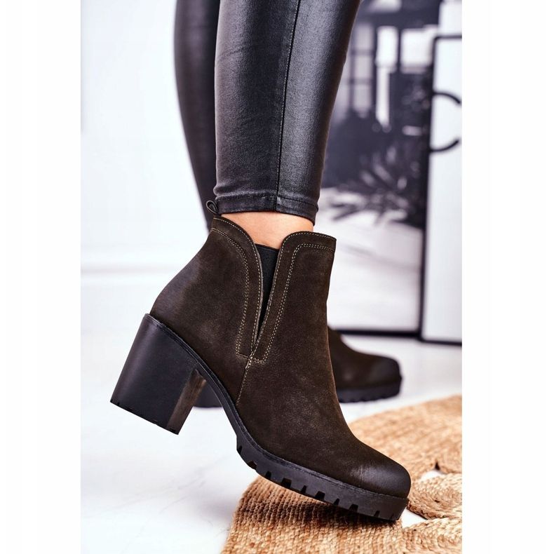 S.Barski Botas de salto feminino quentes Khaki Veronica marrom 1