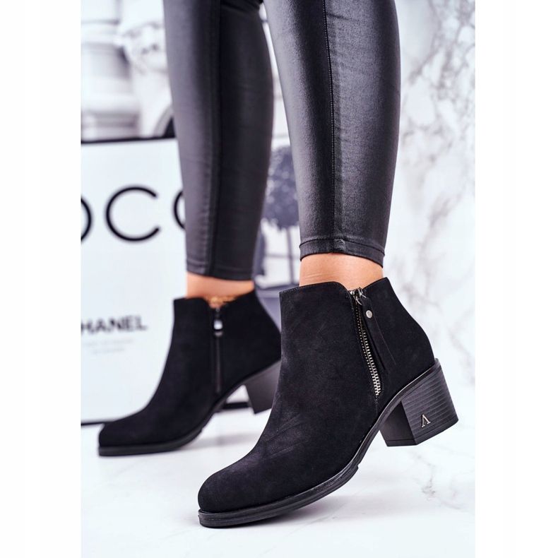 S.Barski Botas femininas de salto aquecido preto branco 2