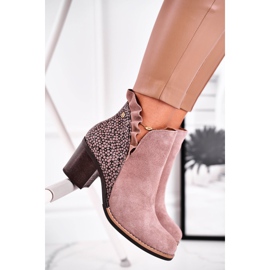 Botas de salto femininas, couro Spring Maciejka Beige 04833-04 bege 1