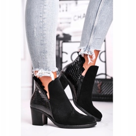 Botas de salto feminino, couro primavera Maciejka preto 04833-01 2