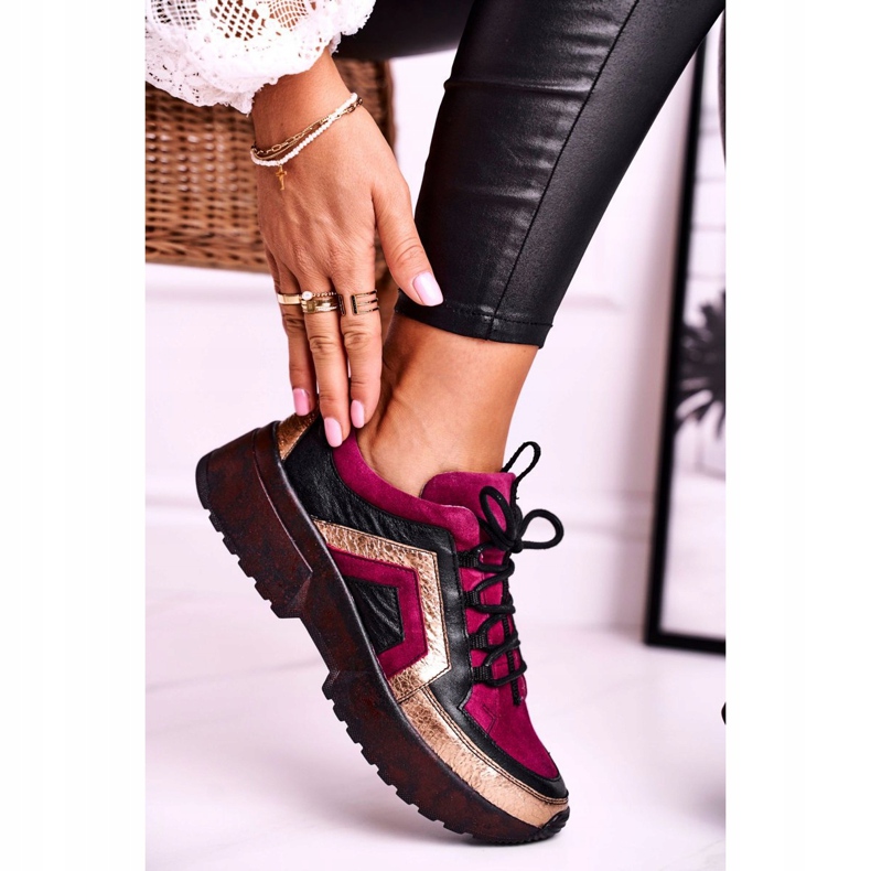 Tênis feminino Brogues Maciejka Couro Borgonha 04731-23 vermelho multicolorido 1