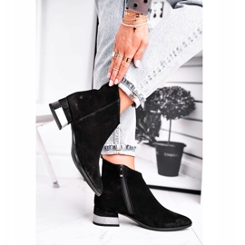 Botas quentes de couro feminino Laura Messi pretas 2207 preto 2