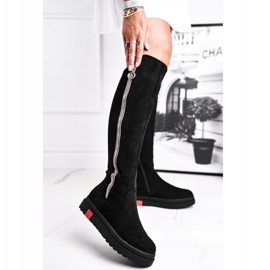 SEA Botas femininas pretas de camurça melbro preto 1