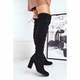 Mulanka Botas de camurça femininas com salto alto preto 1 Mulanka Botas de camurça femininas com salto alto preto 1