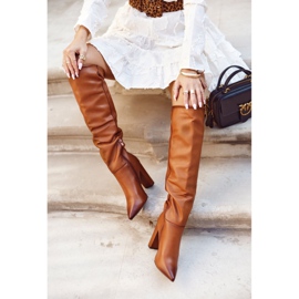 SEA Botas femininas de salto aquecido Camel Vellma marrom 1