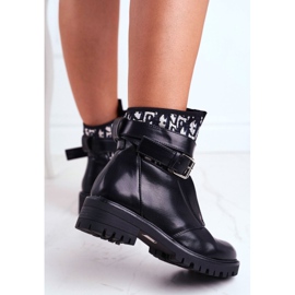 PS1 Botas femininas pretas Joyce com cinto preto 1